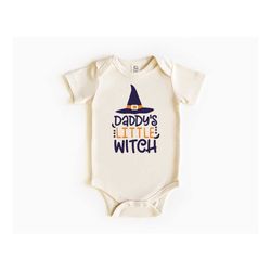daddy's little witch baby bodysuit, halloween toddler t-shirt, my first halloween kids shirt, little miss witch tee