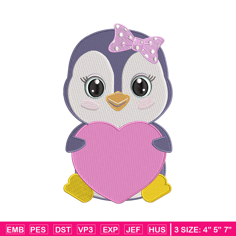 Penguin love embroidery design, Penguin embroidery, Embroidery file, Embroidery shirt, Emb design, Digital download.jpg