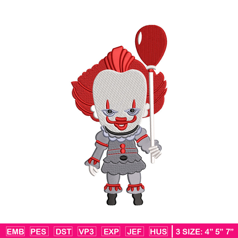 Pennywise chibi embroidery design, Horror embroidery, Embroidery file,Embroidery shirt, Emb design, Digital download.jpg