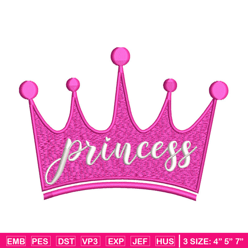 Princess crown embroidery design, Princess embroidery, Emb design, Embroidery shirt, Embroidery file, Digital download.jpg