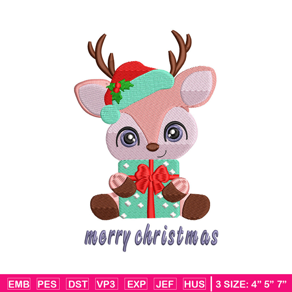 Reindeer chibi embroidery design, Chrismas embroidery, Embroidery file, Embroidery shirt, Emb design,Digital download.jpg