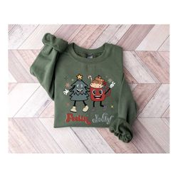 feelin' jolly sweatshirt, merry christmas shirt, retro christmas hoodie, christmas gift tee, vintage santa claus sweater