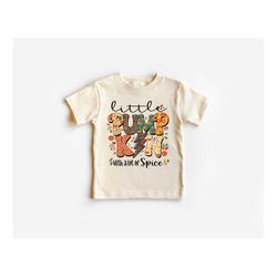 a little pumpkin with a lot of spice kids shirt, little pumpkin toddler t-shirt, thanksgiving shirt for kids, thankful y