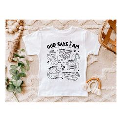 god says i am safari shirt, biblical toddler tee, christian toddler t-shirt, jesus kids tee, retro kids shirt, toddler &