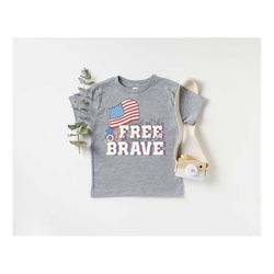 land of the free america because of the brave shirt, 4th of july kids tee, freedom toddler shirt, retro usa kids tee, am