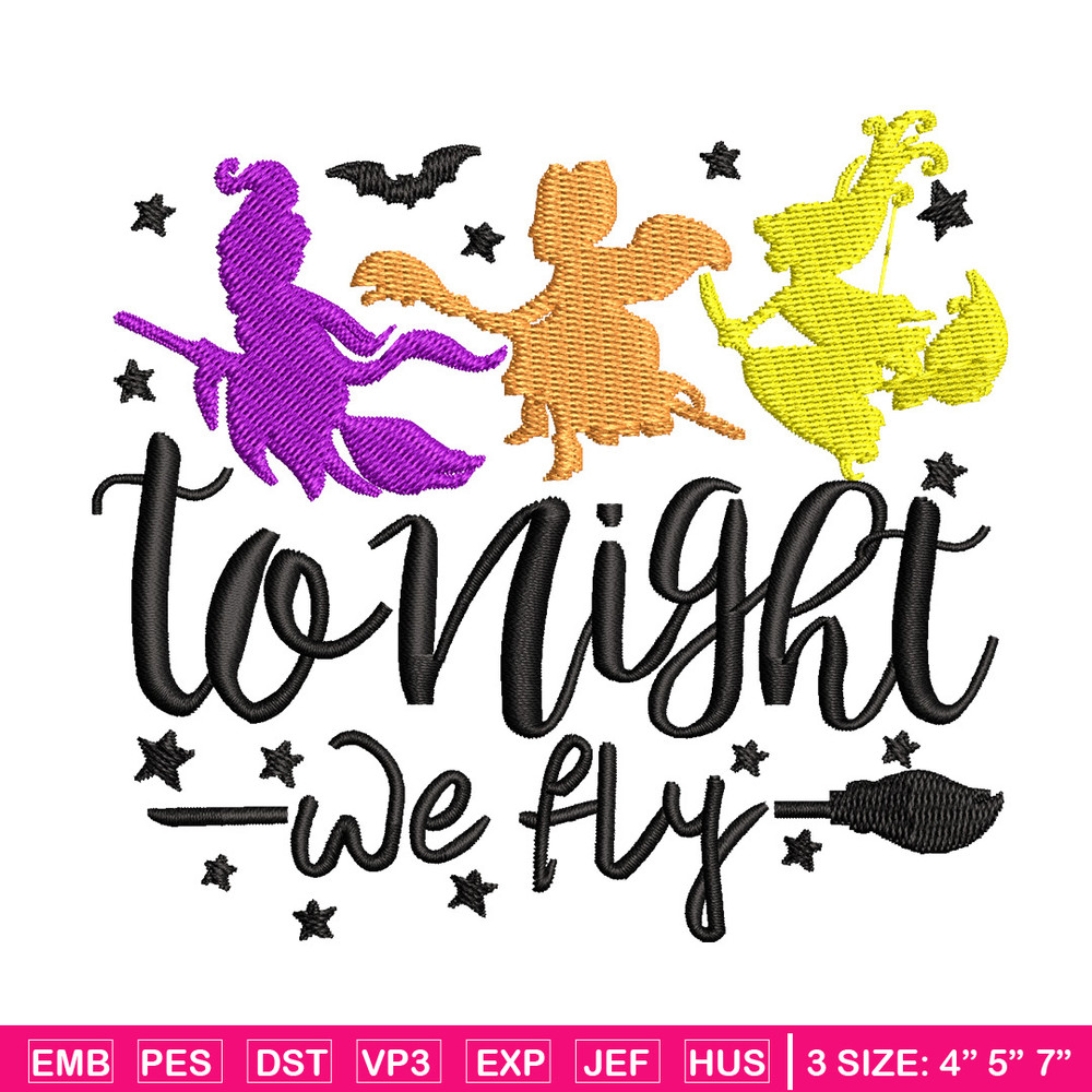To night we fly embroidery design, Halloween embroidery, Emb design, Embroidery shirt, Embroidery file, Digital download.jpg