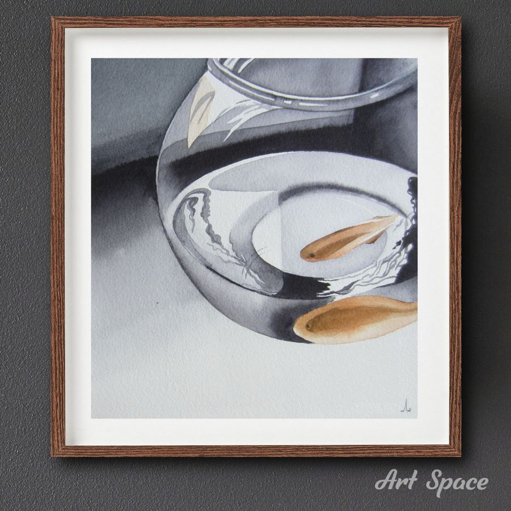 aquarium - fish - pet - gray painting - square painting - watercolor painting - 1.jpg