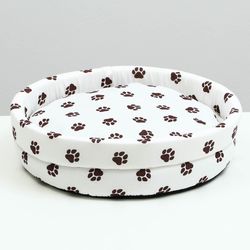 Lowcost bed round, poplin, 40 x 40 x 12 cm, white with legs