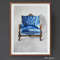 vintage armchair - vintage furniture - blue chair - - interior item - blue painting - watercolor painting - 2.jpg