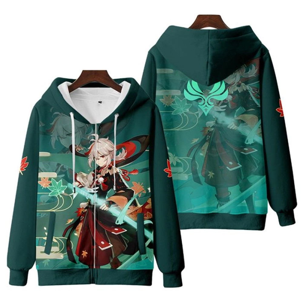 Kaedehara Kazuha Genshin Impact All Over Print 3D Hoodie Zip Hoodie, Genshin Impact Hoodie 3D Zip Hoodie Fleece Hoodie