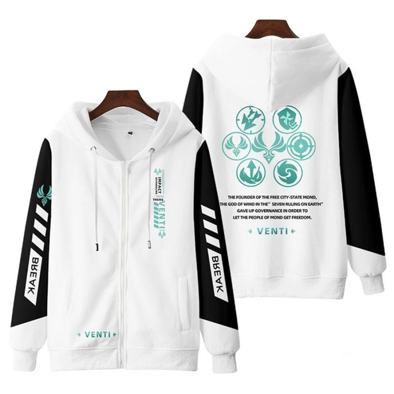 Venti Genshin Impact All Over Print 3D Hoodie Zip Hoodie, Venti Genshin Impact Hoodie 3D Zip Hoodie Fleece Hoodie