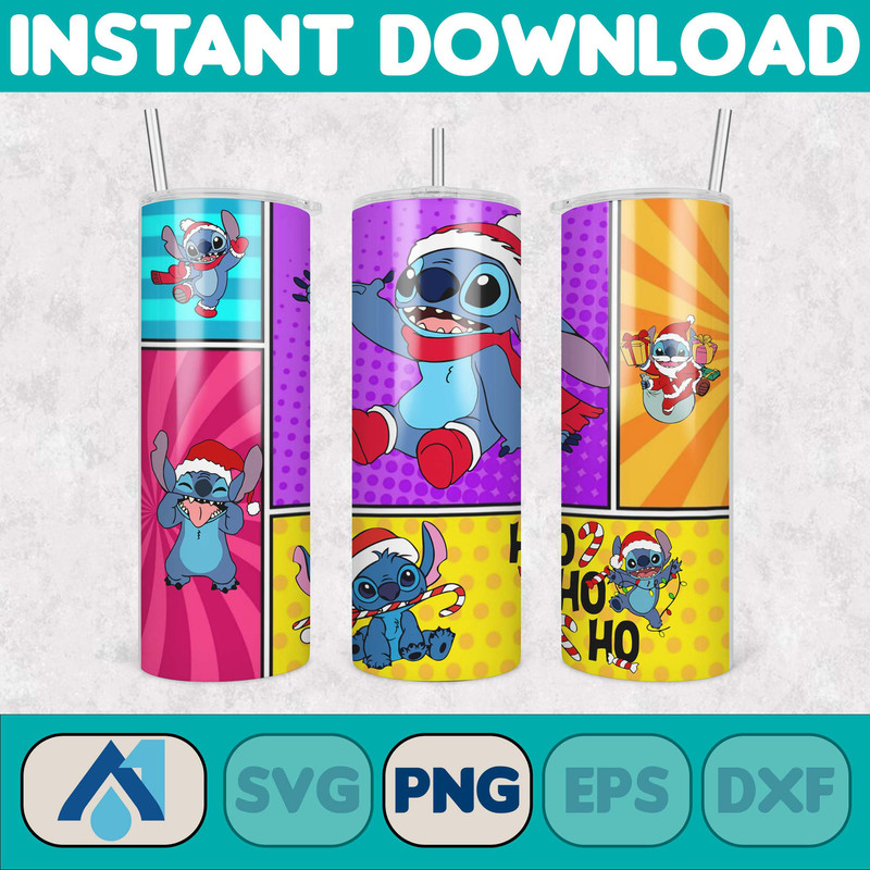 Christmas Stitch Tumbler Wrap, Stitch Sublimation Designs, 20 oz Stitch Tumbler, Cartoon Christmas Tumbler PNG, Commercial Use (51).jpg