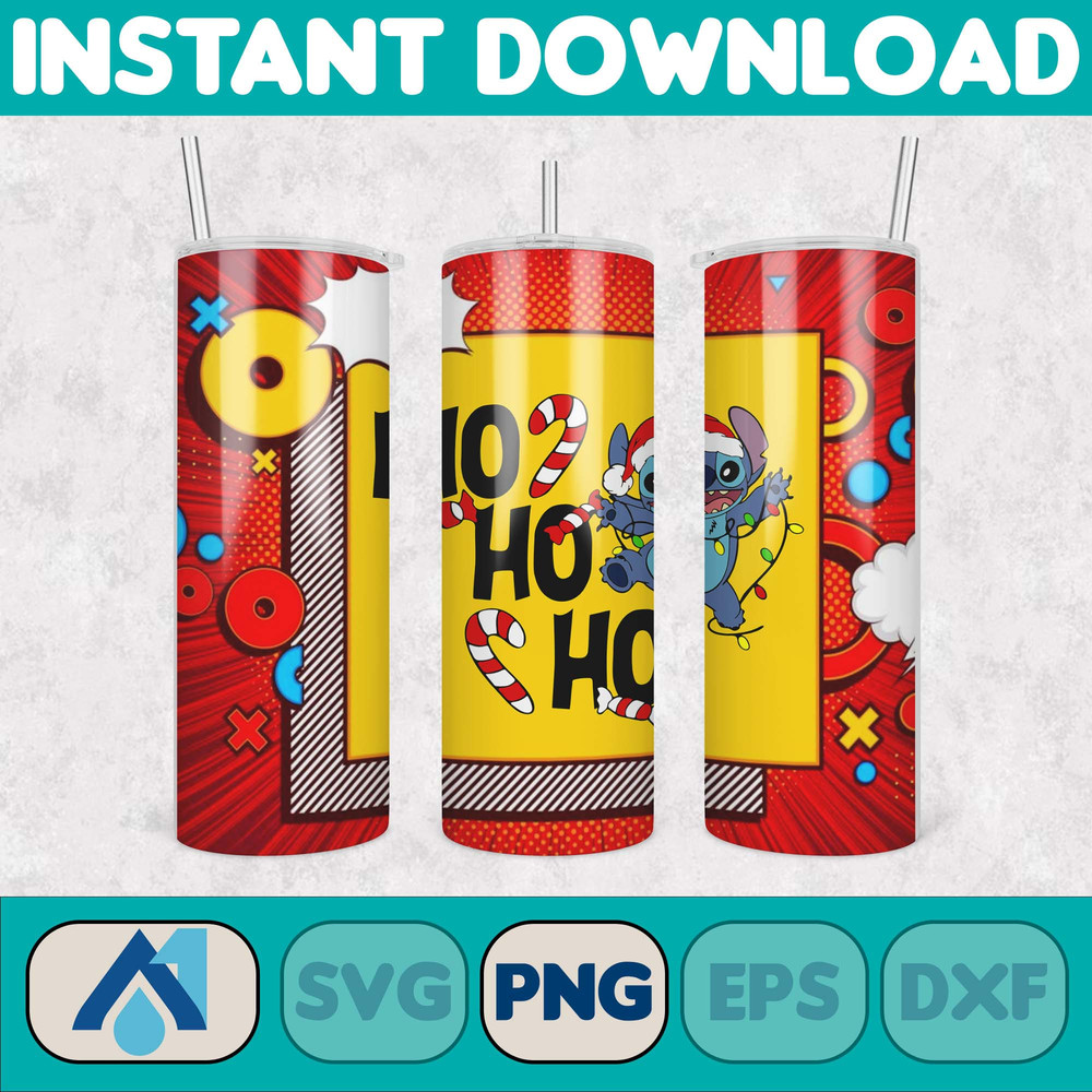 Christmas Stitch Tumbler Wrap, Stitch Sublimation Designs, 20 oz Stitch Tumbler, Cartoon Christmas Tumbler PNG, Commercial Use (52).jpg