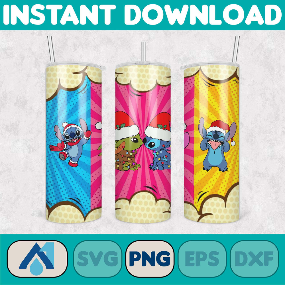 Christmas Stitch Tumbler Wrap, Stitch Sublimation Designs, 20 oz Stitch Tumbler, Cartoon Christmas Tumbler PNG, Commercial Use (54).jpg