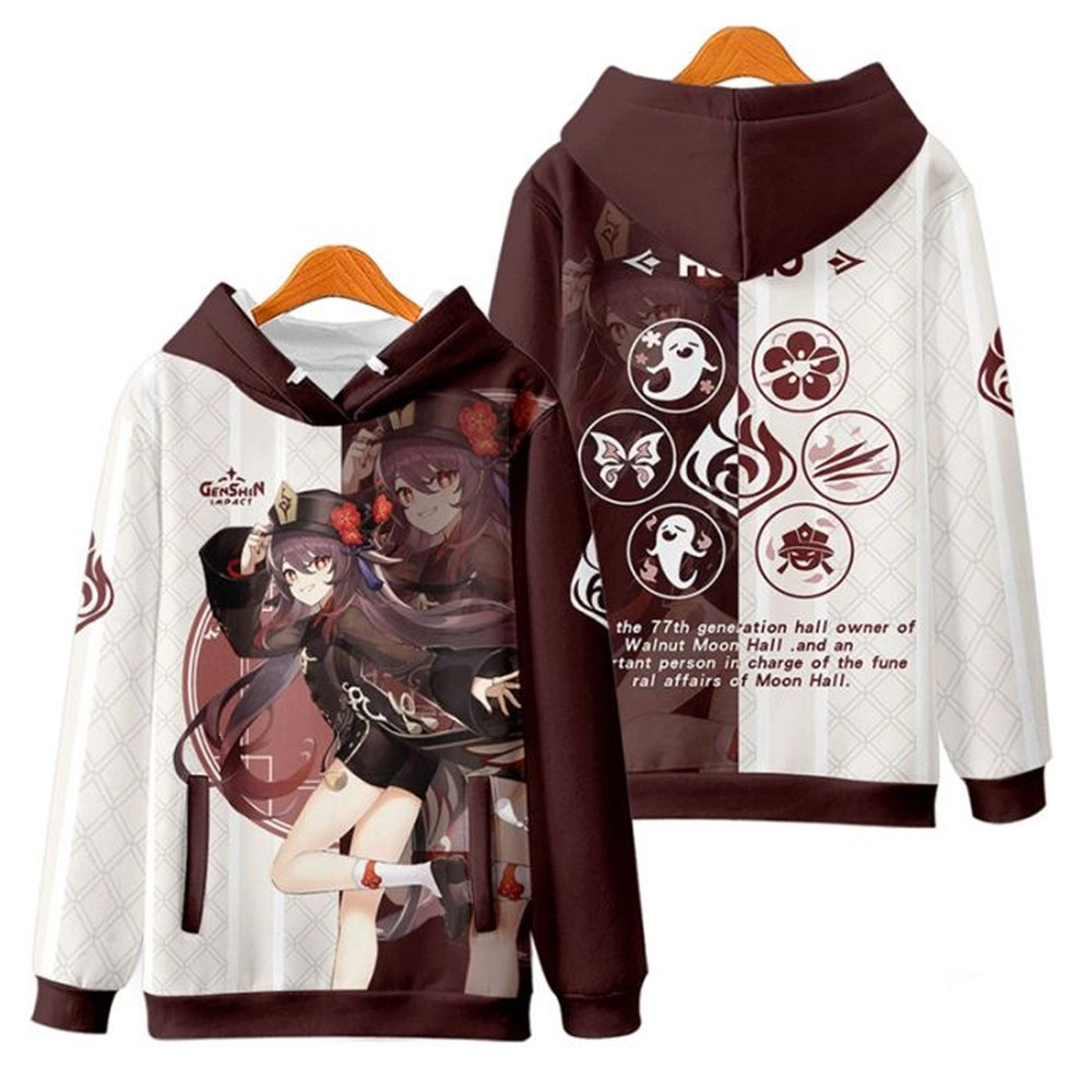 Hutao Genshin Impact All Over Print 3D Hoodie Zip Hoodie, Hutao Genshin Impact Hoodie 3D Zip Hoodie Fleece Hoodie