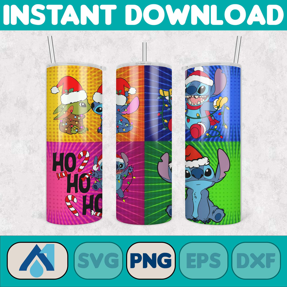 Christmas Stitch Tumbler Wrap, Stitch Sublimation Designs, 20 oz Stitch Tumbler, Cartoon Christmas Tumbler PNG, Commercial Use (69).jpg