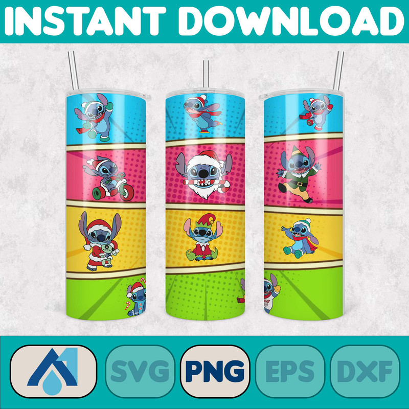Christmas Stitch Tumbler Wrap, Stitch Sublimation Designs, 20 oz Stitch Tumbler, Cartoon Christmas Tumbler PNG, Commercial Use (75).jpg