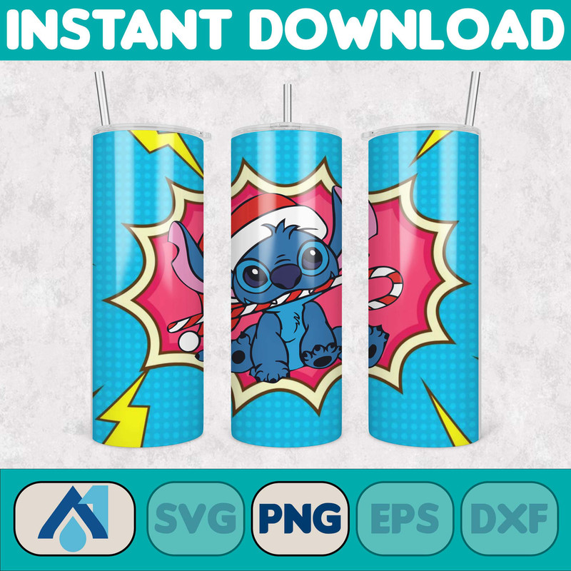 Christmas Stitch Tumbler Wrap, Stitch Sublimation Designs, 20 oz Stitch Tumbler, Cartoon Christmas Tumbler PNG, Commercial Use (78).jpg