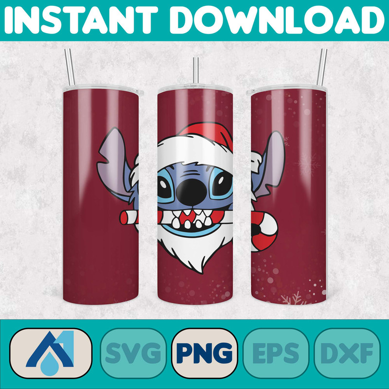 Christmas Stitch Tumbler Wrap, Stitch Sublimation Designs, 20 oz Stitch Tumbler, Cartoon Christmas Tumbler PNG, Commercial Use (99).jpg