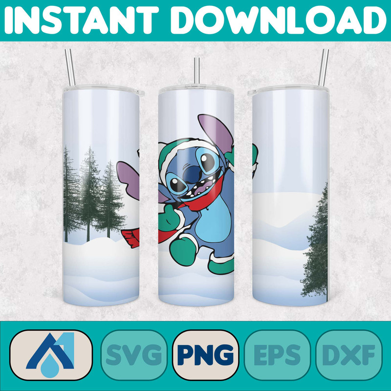 Christmas Stitch Tumbler Wrap, Stitch Sublimation Designs, 20 oz Stitch Tumbler, Cartoon Christmas Tumbler PNG, Commercial Use (100).jpg