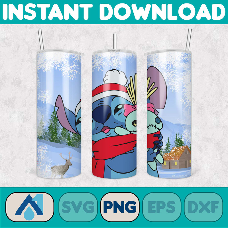 Christmas Stitch Tumbler Wrap, Stitch Sublimation Designs, 20 oz Stitch Tumbler, Cartoon Christmas Tumbler PNG, Commercial Use (102).jpg