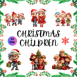 20 Christmas Children Clipart PNG, Christmas Clipart, winter clipart, holiday Clipart,X-mas girl and boy png,Commercial