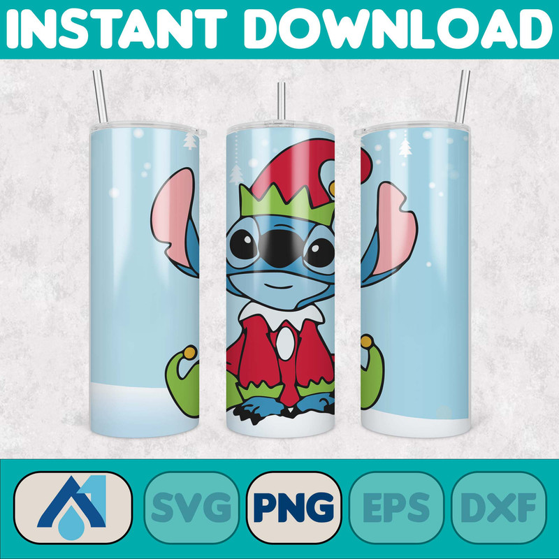 Christmas Stitch Tumbler Wrap, Stitch Sublimation Designs, 20 oz Stitch Tumbler, Cartoon Christmas Tumbler PNG, Commercial Use (109).jpg