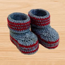 crochet tapestry bootie pattern, crochet baby bootie, crochet girl shoes pattern, crochet grey bootie