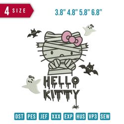 hello kitty mummy / halloween design / ghost embroidery pattern/ design pes dst vp3 format