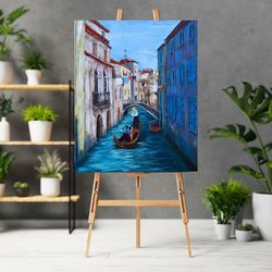 Original painting canvas art, acrylic painting Venice art, cityscape art Italy painting, Italy wall art romantic gift.