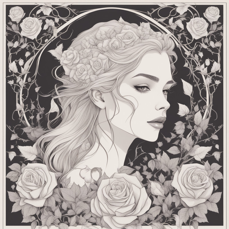 Digital Art, Illustration. The Girl With Flowers 8. Vector Graphics. Digital Download!.png