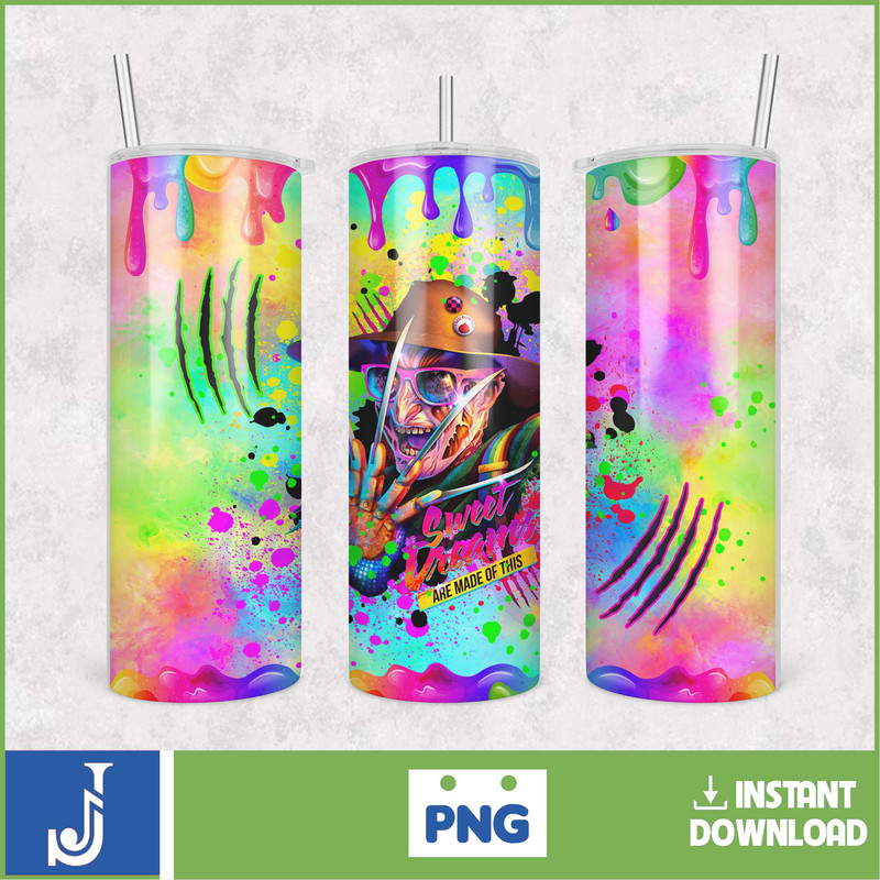 Horror Movies Characters Tumbler, Halloween Tumbler PNG, 20oz Skinny Tumbler, Scary Tumbler Wrap, Sublimation Designs (7).jpg