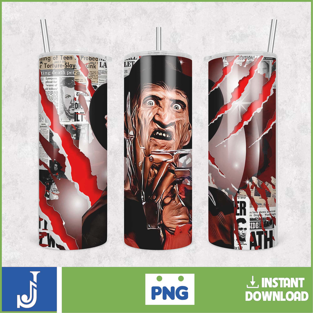 Horror Movies Characters Tumbler, Halloween Tumbler PNG, 20oz Skinny Tumbler, Scary Tumbler Wrap, Sublimation Designs (22).jpg