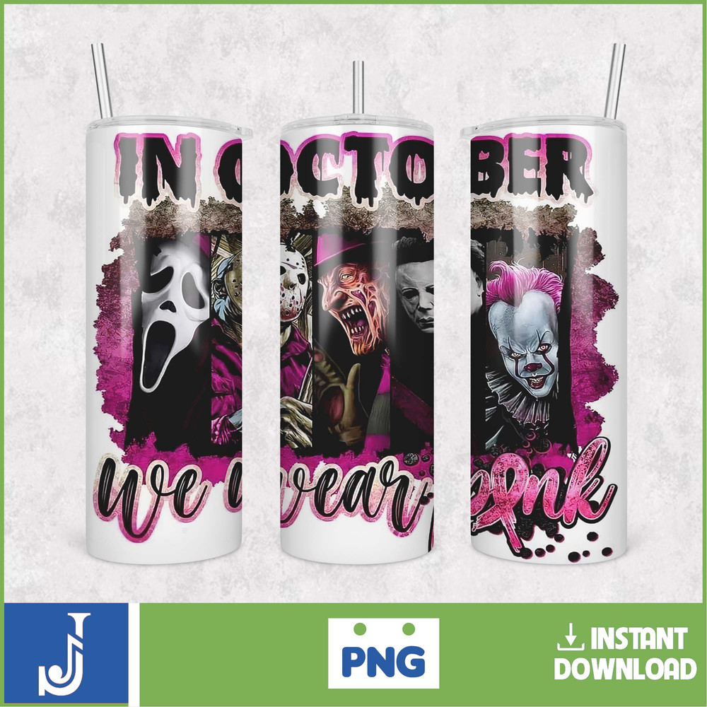 Horror Movies Characters Tumbler, Halloween Tumbler PNG, 20oz Skinny Tumbler, Scary Tumbler Wrap, Sublimation Designs (23).jpg