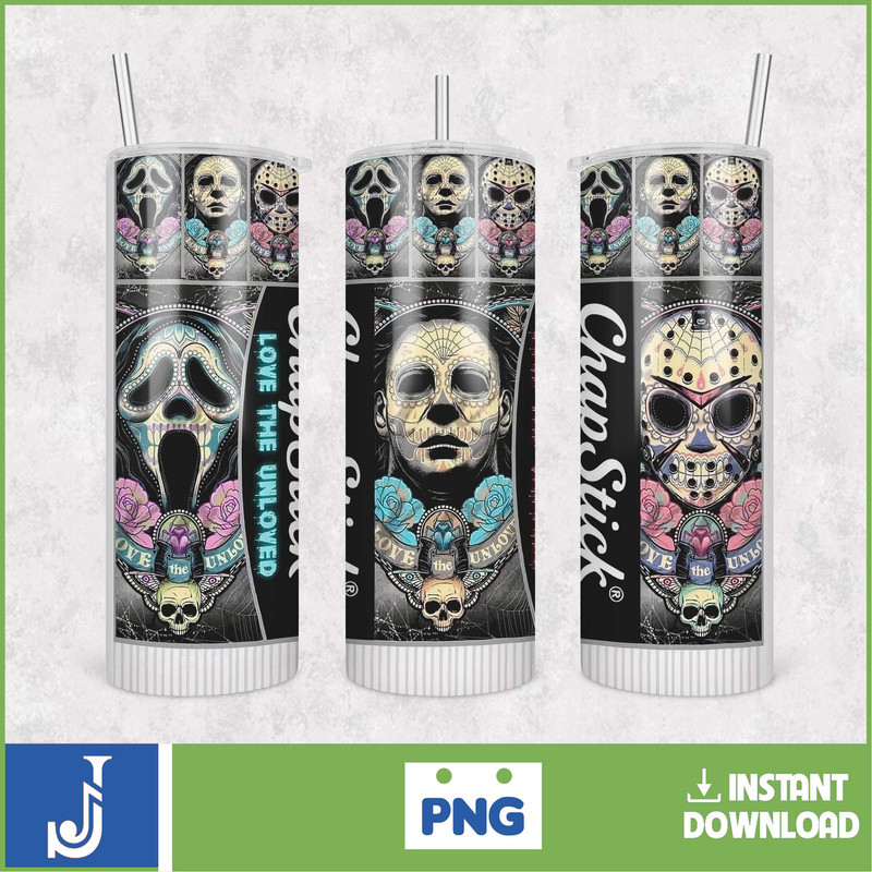 Horror Movies Characters Tumbler, Halloween Tumbler PNG, 20oz Skinny Tumbler, Scary Tumbler Wrap, Sublimation Designs (35).jpg