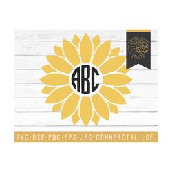sunflower svg flower, sunflower monogram frame, flower monogram frame, yellow sunflower cutting files, cricut cut files,