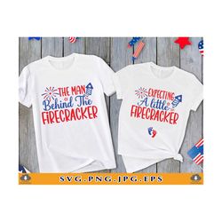 expecting a little firecracker svg, couples 4th of july pregnancy announcement shirts svg, funny 4th of july gender reve