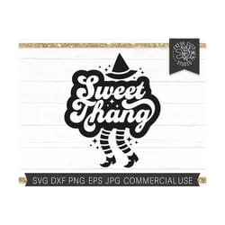 witch saying svg sweet thang svg, funny fall svg saying, autumn shirt design, witch hat, retro halloween svg, witchy fun