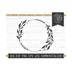 laurel wreath svg instant download, elegant wreath monogram frame svg leaf wreath circle svg cut file for cricut, arrow
