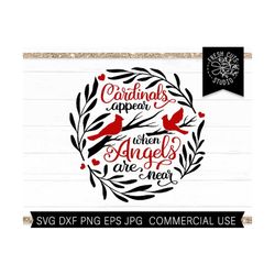 cardinal svg file, cardinals appear when angels are near, cardinal on branch, red birds svg, memorial svg, remembrance s