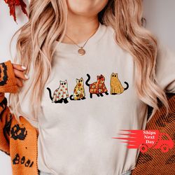 halloween cat shirt, ghost cat shirt, funny ghost shirt, halloween gift, halloween cat tees, cat lover shirt, black cat