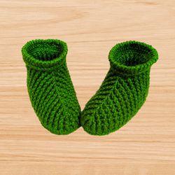 Crochet Bootie For Girl Pattern, Crochet Shoes Pattern, Unisex Crochet Bootie, Crochet Boot Pattern, Green Boot, Crochet