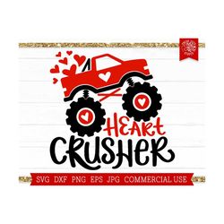 heart crusher svg, valentine svg, monster truck svg cut file, heart truck, happy valentines day, boy valentine shirt, ki