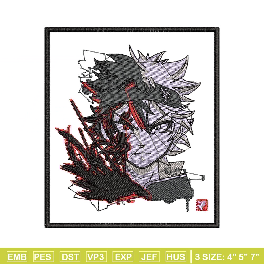 Asta poster embroidery design, Black clover embroidery, Anime design, Embroidery shirt, Embroidery file,Digital download.jpg