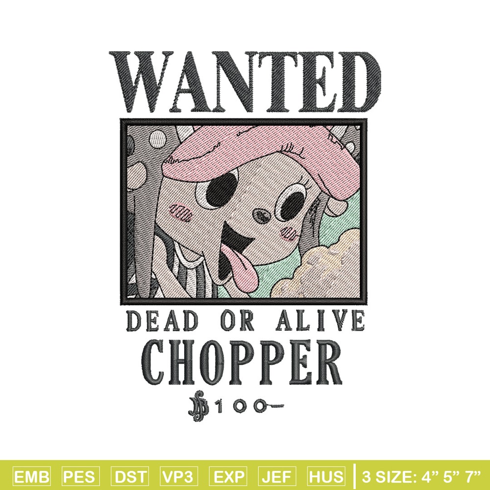 Bounty chopper embroidery design, One piece embroidery, Anime design, Embroidery shirt, Embroidery file,Digital download.jpg