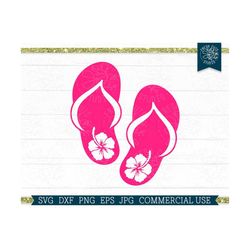 flower flip flops svg cut file for cricut, silhouette, hibiscus flip flop clipart, pink, sandals, floral beach vacation,