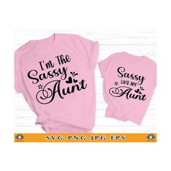 Im The Sassy Aunt, Sassy Like My Aunt, Aunt And Niece Matching Shirts SVG, Funny Aunt Gift SVG, New Baby, Auntie, Files