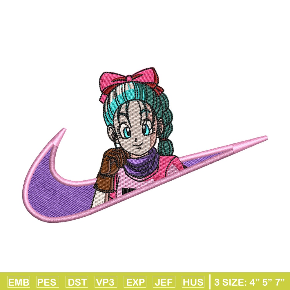 Bulma nike embroidery design, Dragonball embroidery, Nike design, Embroidery shirt, Embroidery file, Digital download.jpg