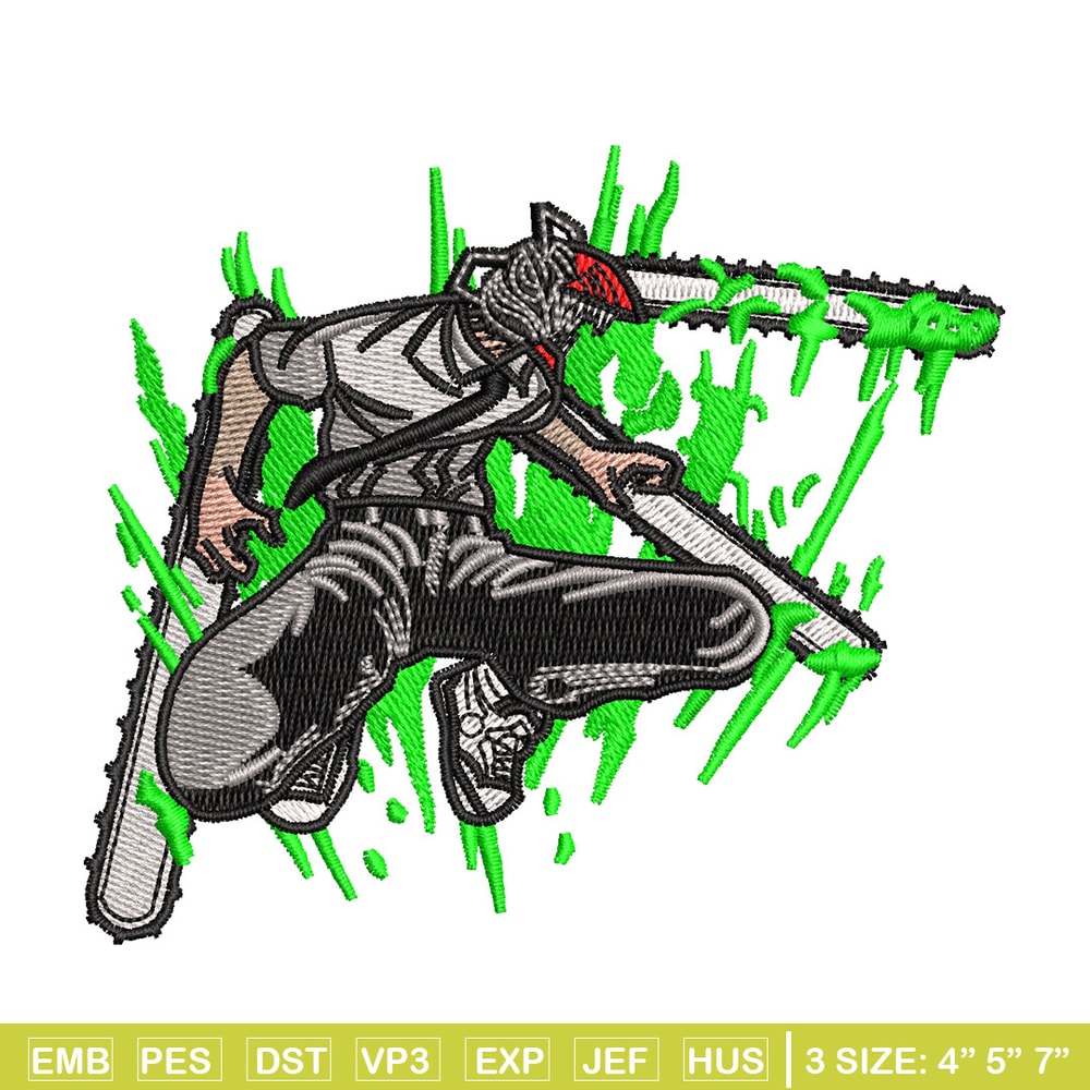 Chainsaw embroidery design, Chainsaw man embroidery, Anime design, Embroidery shirt, Embroidery file, Digital download.jpg