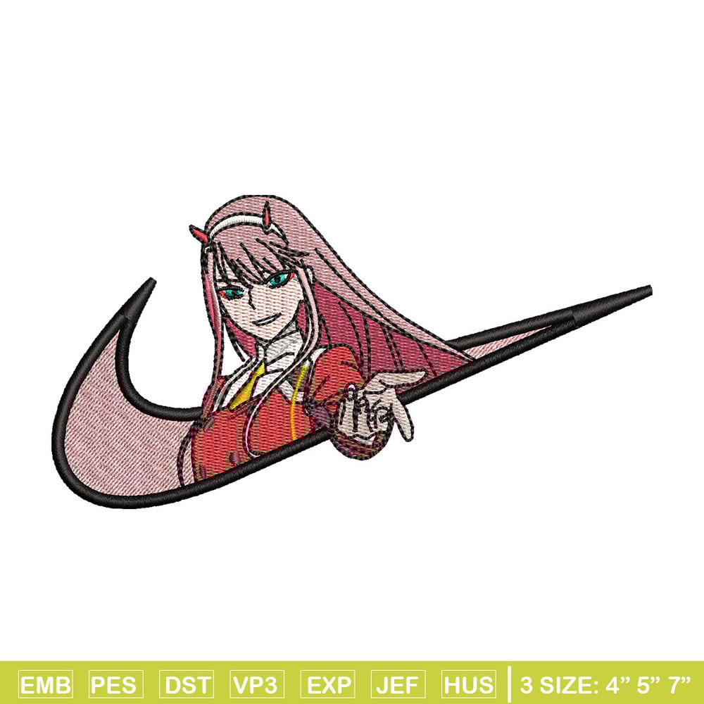 Code 002 nike embroidery design, Zero two embroidery, Anime design, Embroidery shirt, Embroidery file, Digital download.jpg